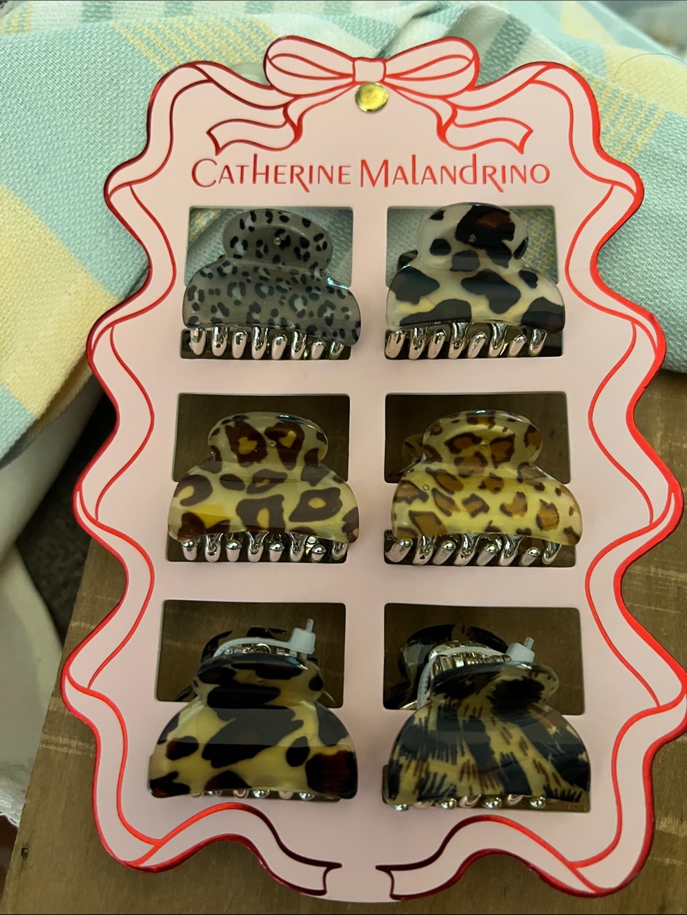 3/$18 Catherine Malandrino  Leopard Print Hair Claw Clip Set - Lot 6023